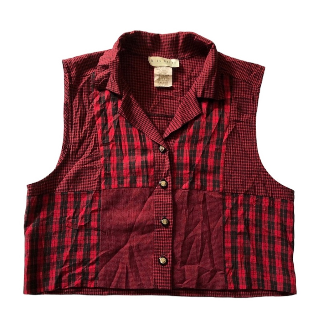 Women Miss Dorby Size 8 Red And Black Color Sleeveless Top - 0661